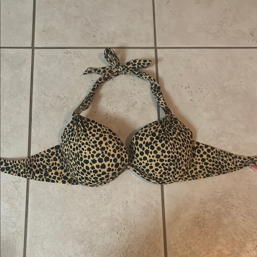 Leopard Print Halter Bikini Top